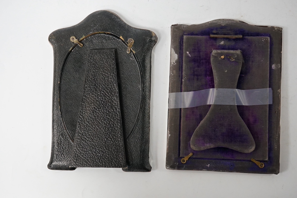 Two George V silver mounted photograph frames, makers differ, both Birmingham, 1912, largest 20cm. Condition - poor to fair
